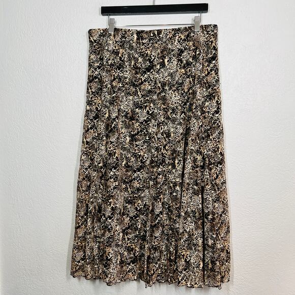 Chico's Midi Skirt Casual Brown Metallic A Line Gold - 2 - Picture 4 of 4